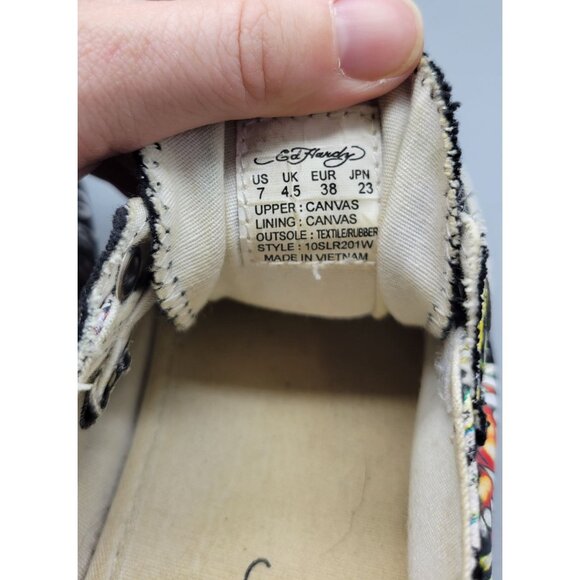 Vintage Don Ed Hardy women's size 7 yellow tiger canvas slip on shoes S1 - Picture 8 of 11